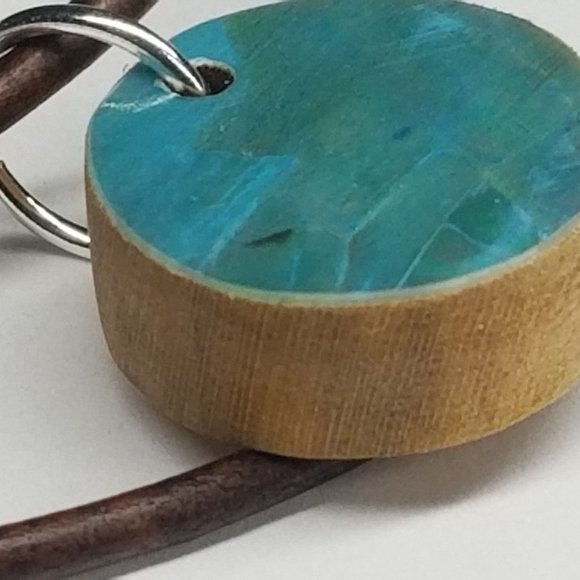 Mermaid Reversible Abalone Shell Solid Hardwood with Real Leather Cord Slip Knot - Picture 4 of 8